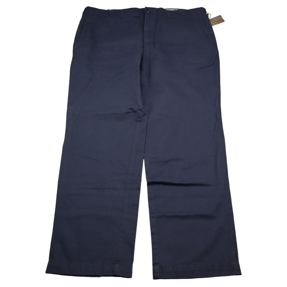 NWT Pronto Uomo Pants Men 42x32 Flat Front Casual Navy Blue Classic Fit